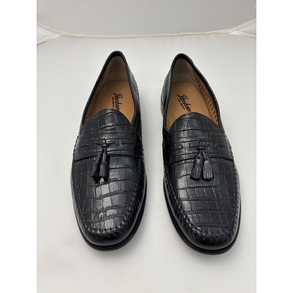 Florsheim Mens 18469 01 Black Croc Embossed Leather Tassel Loafers Size 14 D